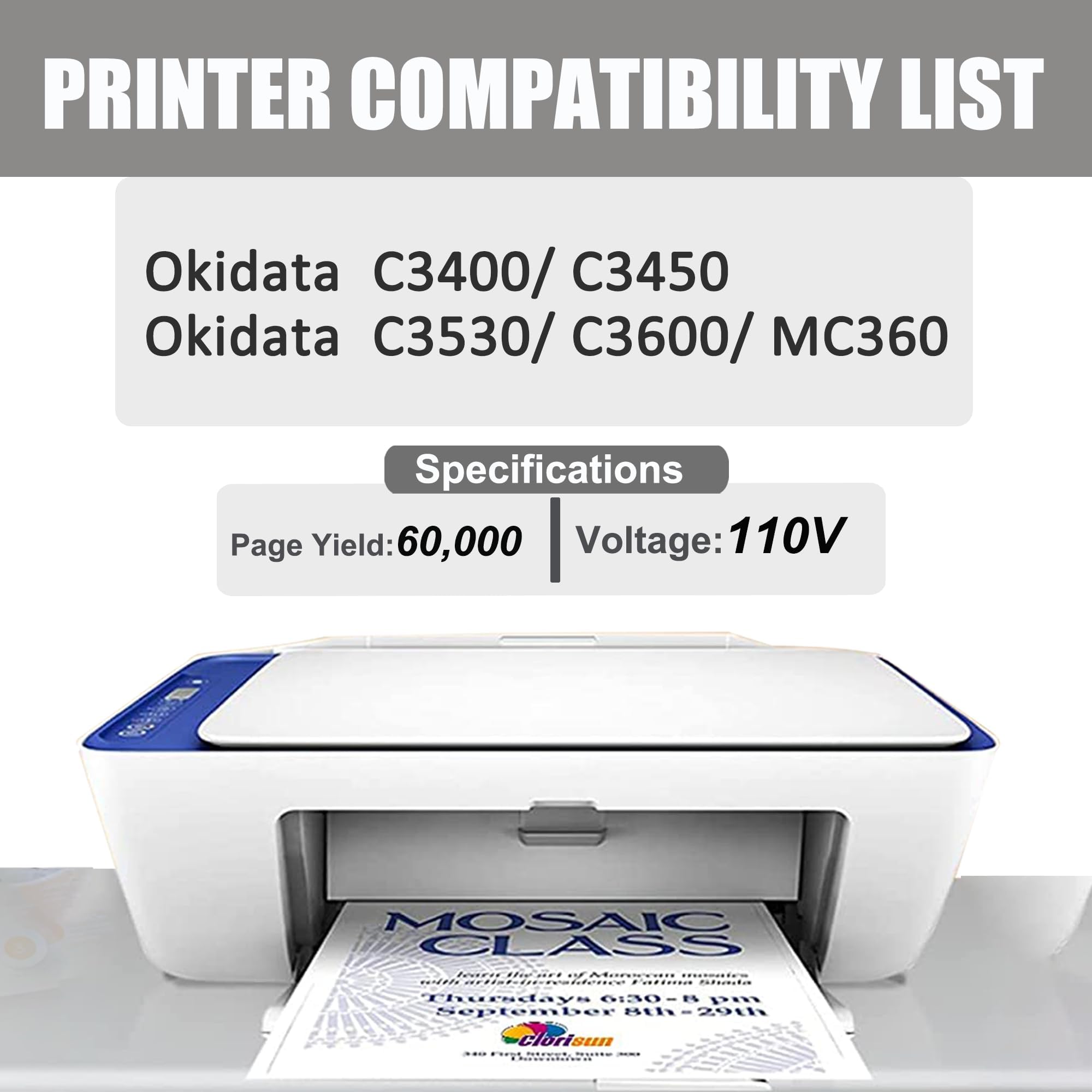 DIGITONER 43377001 Fuser Unit Replacement for Okidata 43377001 Fuser Unit Compatible with C3400 C3450 C3530 C3600 MC360 Printers(1-Pack,)