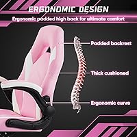 Vista 4 de DUMOS Silla de Juegos Ergonómica para Oficina para Adultos, Silla de Escritorio Ajustable en Altura con Reposabrazos Abatibles, Silla de Juego