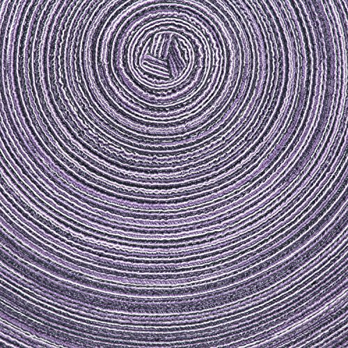 Image of SHACOS Round Braided Placemats Set of 6 Round Placemats Cotton Blend Fabric Table Mats for Wedding Party (Light Purple, 6)