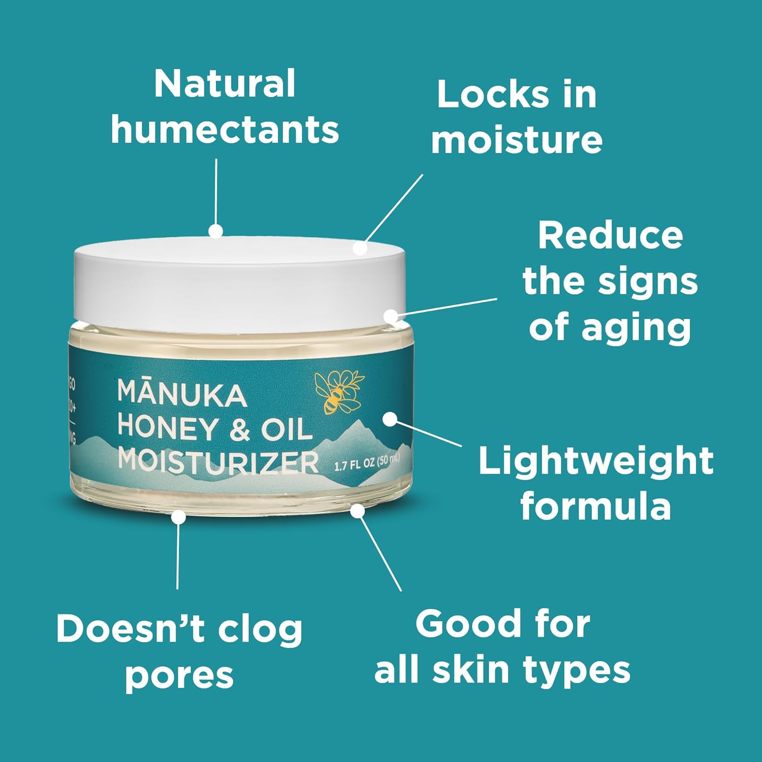 MELORA Manuka Honey Moisturizing Face Cream (1.7 Oz) - Face Moisturizer with Manuka Honey & Oil for Dry or Sensitive Skin - Anti-Aging Cream Facial Moisturizer for Women & Men