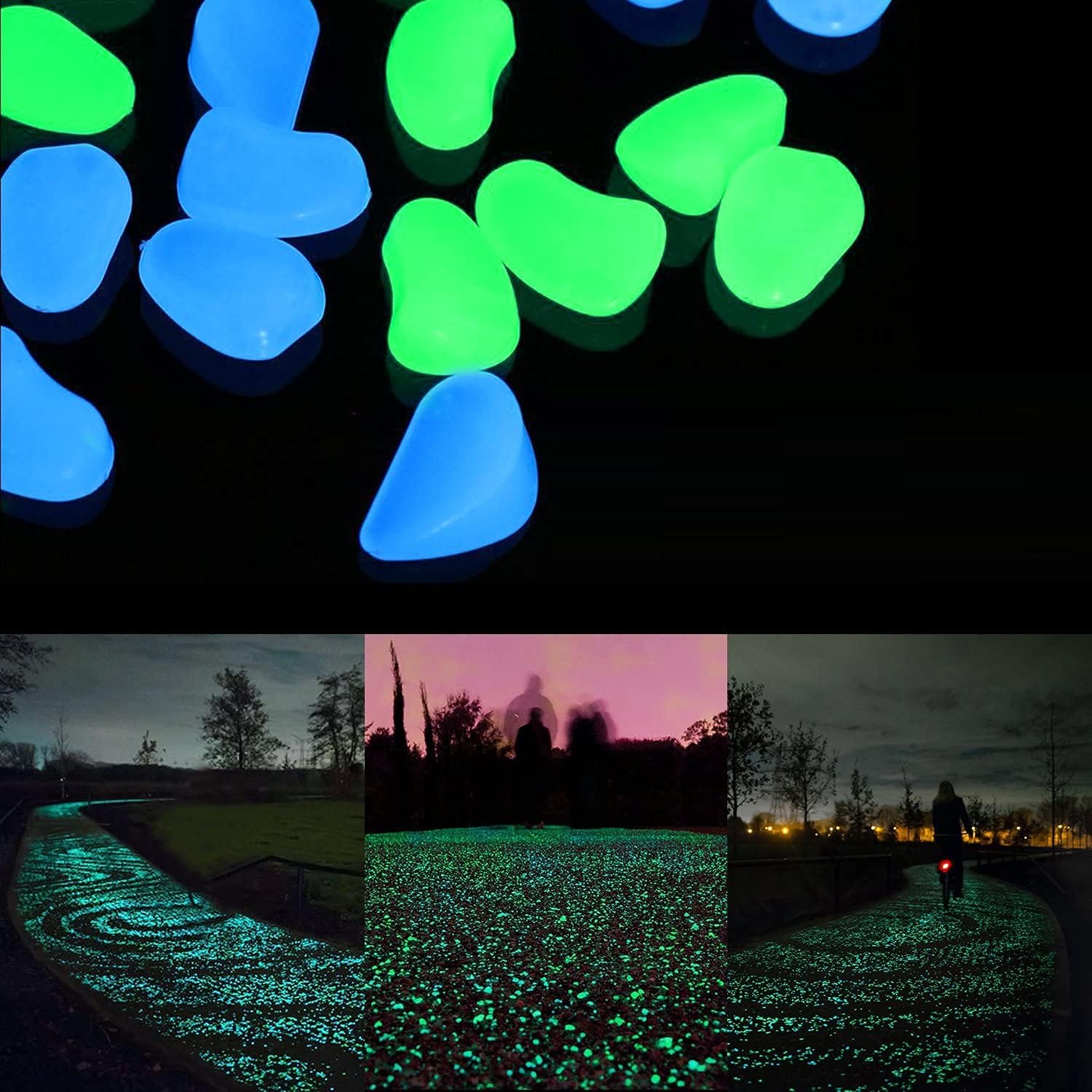 Dark Garden Rocks, Decor Pebbles Stones for Indoor and Outdoor, DIY Decorative Luminous Stones for Yards