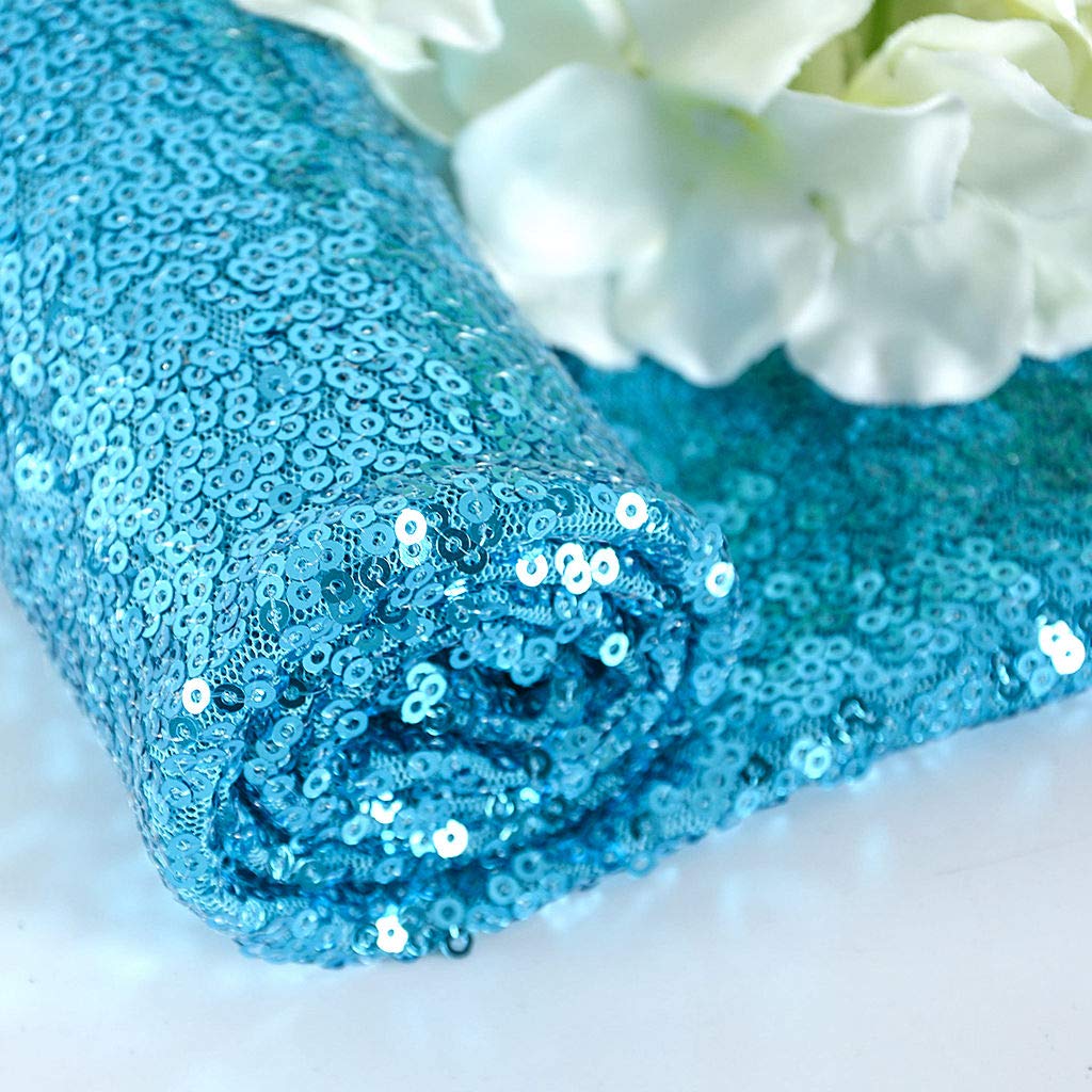 ShinyBeauty Sequin Fabric - Turquoise Sequin Pillow Fabric Glitter Upholstery Fabrics by The Metre