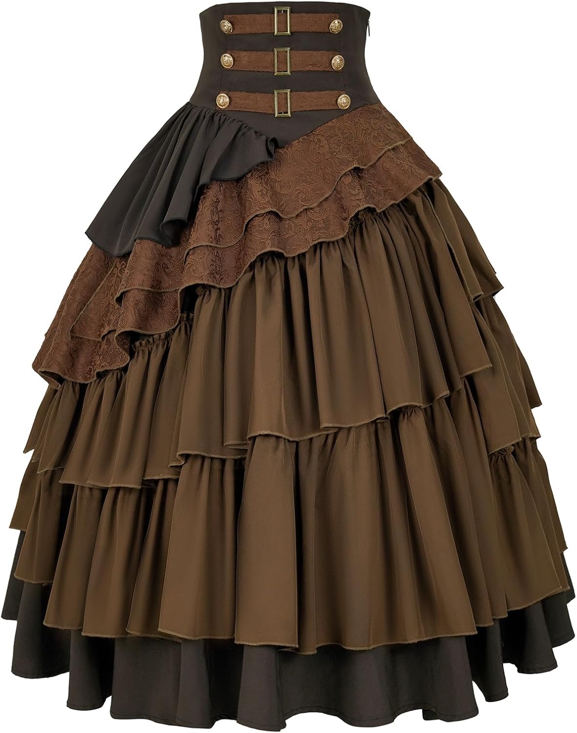Women's Steampunk Gothic Skirt Pirate High Waisted Layered Ruffle Skirt