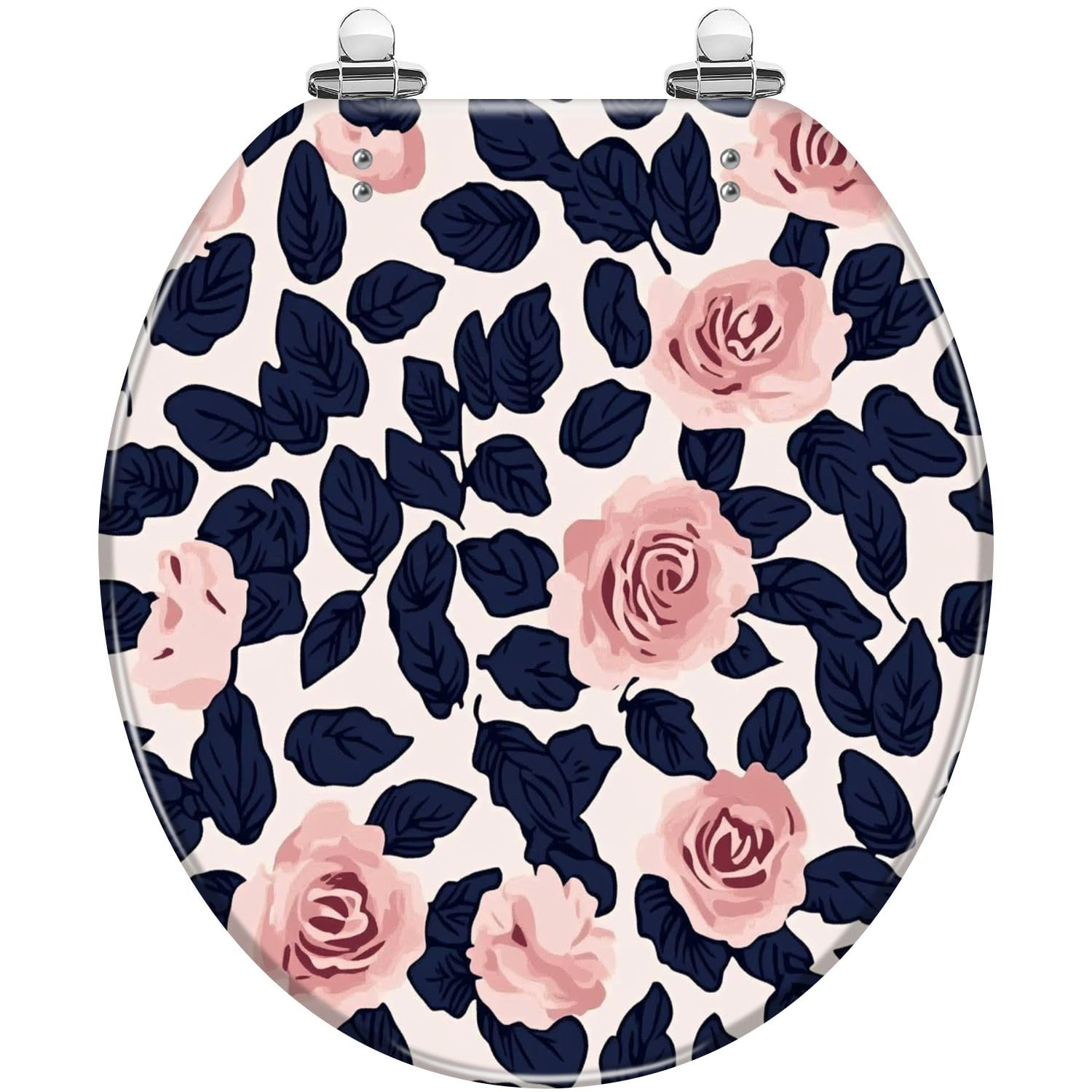 Tazyyzuu Multi8 Leopard Skin Round Toilet Seat Seamless Resin Slow Close Lid Quick Release Hinges Easy Clean(,16.5X14.5)