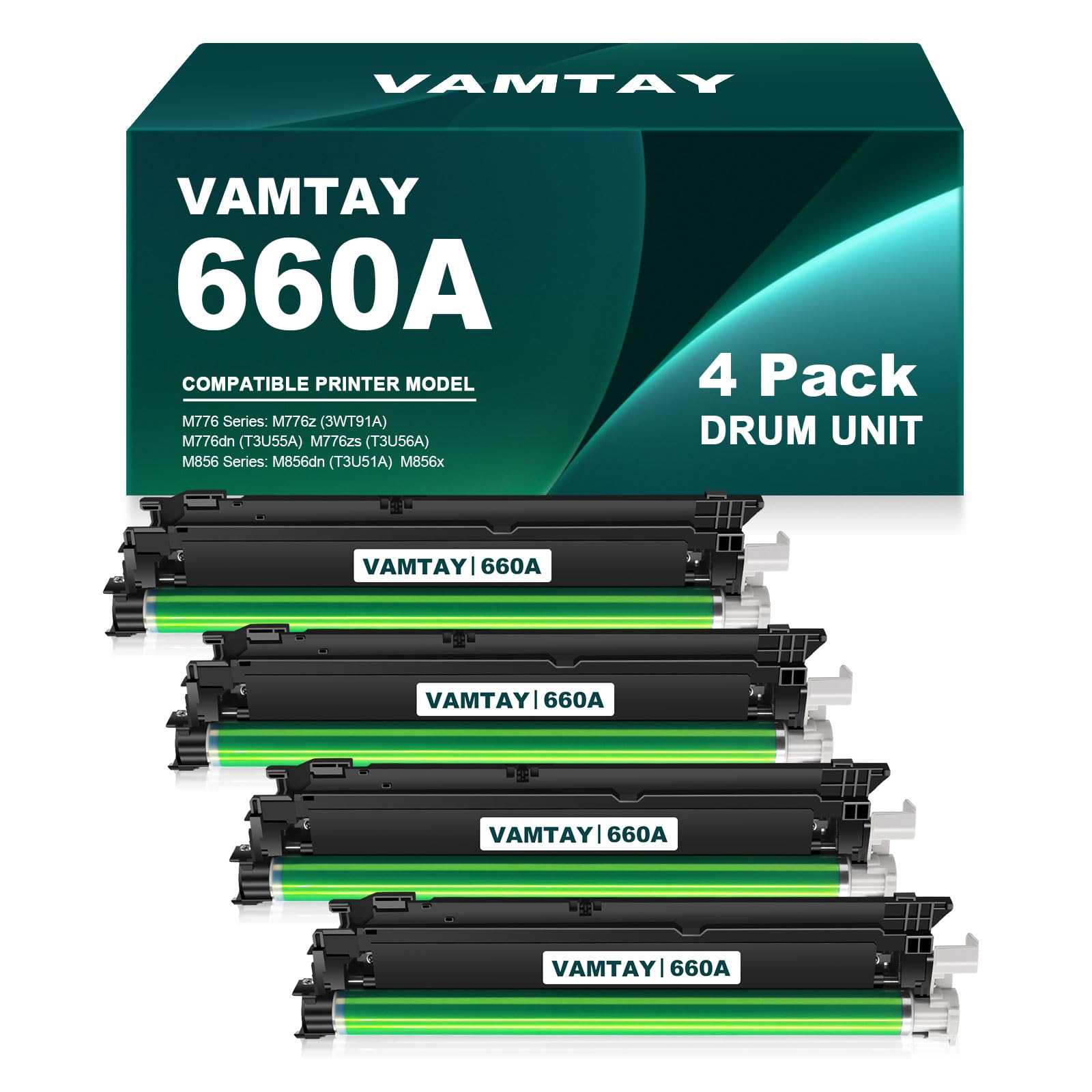 VAMTAY Remanufactured 660A W2004A Drum Unit Replacement for HP 660A W2004A for Enterprise M776z M776dn M776zs M856dn M856x Printer（4-Pack）