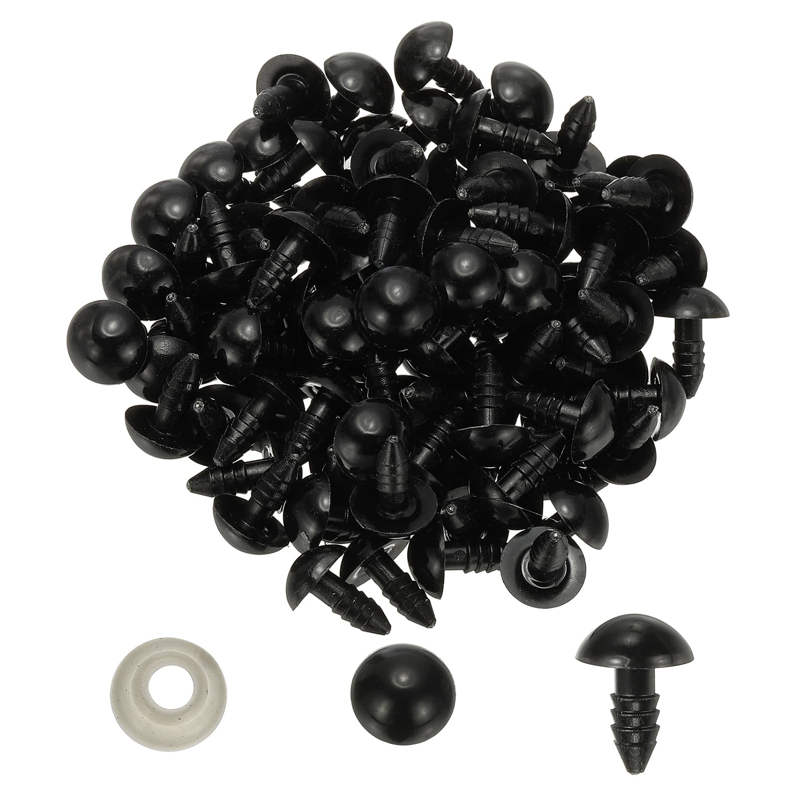 PATIKIL 12mm Safety Eyes, 100 Set Plastic Craft Eyes with Washers Safety Eyes for Stuffed Animals Crochet DIY Craft Making Black