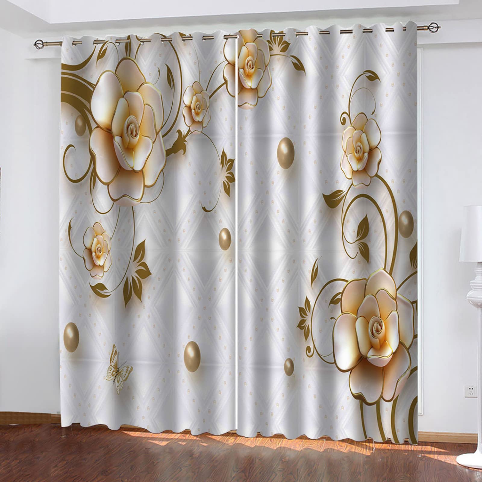 Vorhang Blickdicht Verdunklungsvorhänge Gardienen 2-SetBlume 150x166cm