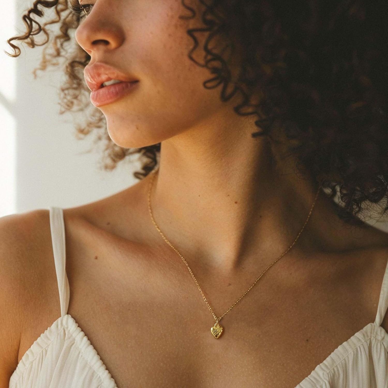 Small Heart Necklace 14K Gold Plated Chunky Heart Necklace Cute Tiny Heart Shape Necklaces Love Heart Pendant Necklaces for Women Jewelry Gifts - Image 3