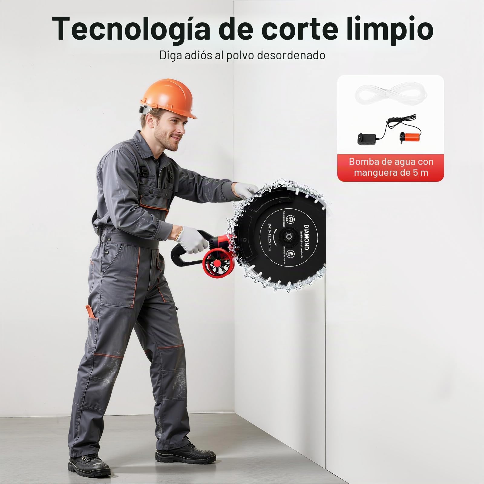 Sierra de hormigón 4000 W - Cortador de pavimento - Ranuradora de pared 16" - Sierra húmeda y seca con disco diamante 410 mm - Para granito, mármol