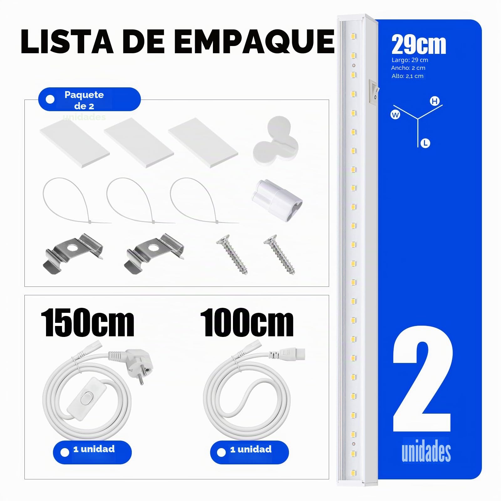 Barrina T5 - Lámpara de planta interior, color amarillo, 29 cm, LED espectro completo, lámpara de invierno LED conectable, tira de luz de crecimiento con interruptor, plug and play, pack de 2