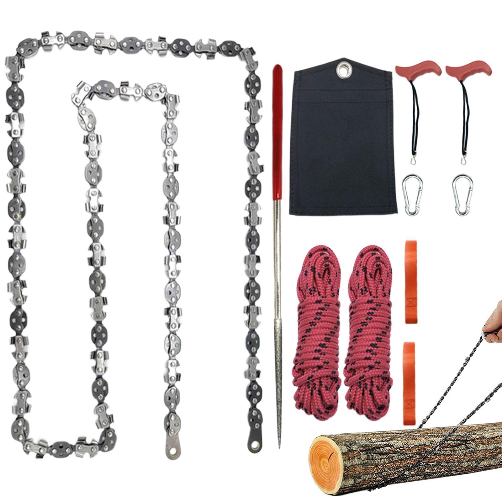 Tronçonneuse à longue portée – Coupe du bois efficacement et en toute sécurité, compacte, pliable, légère, 68 dents + corde, acier haute résistance, finition résistante à la rouille – pour la