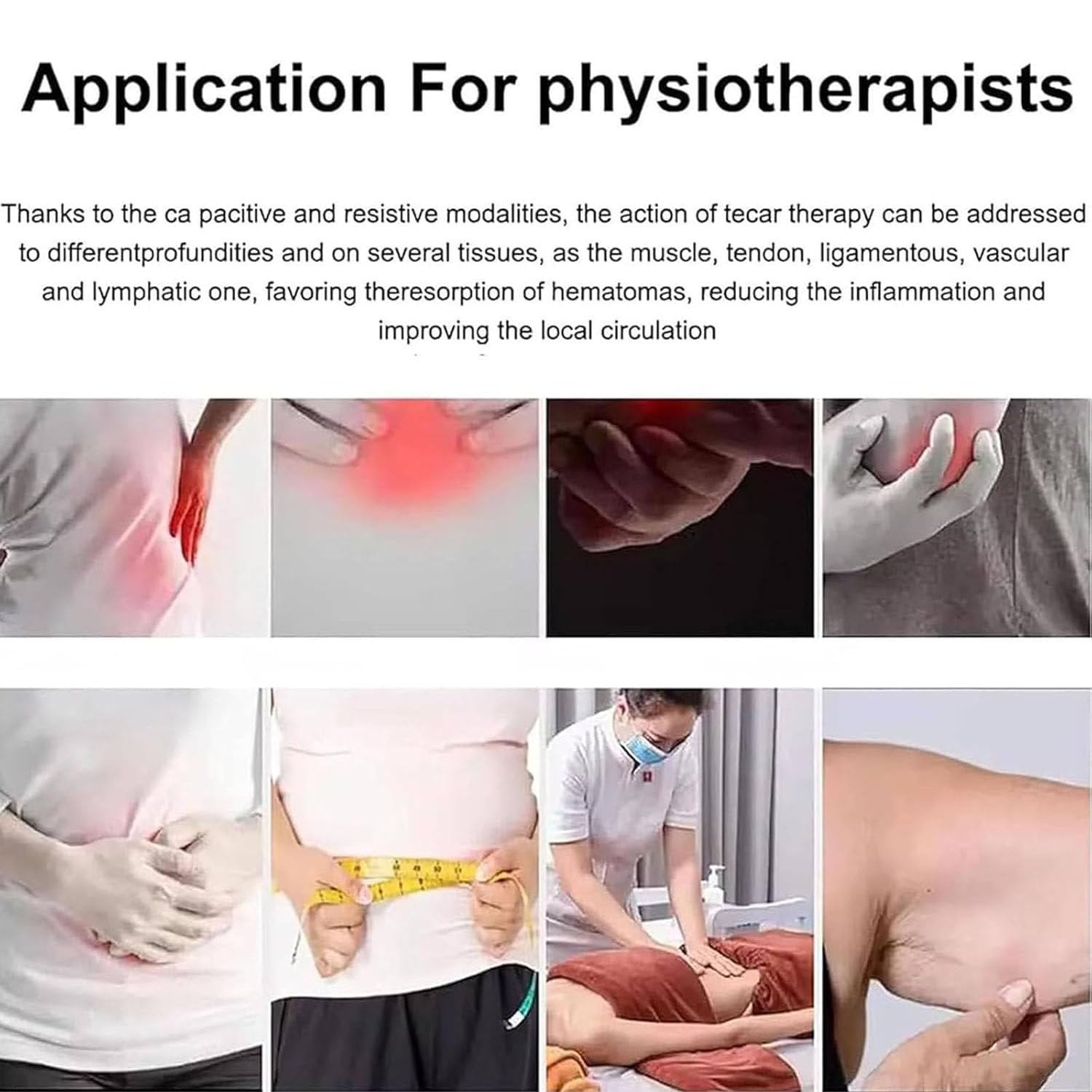 Sprzęt do fizjoterapii Tecar Therapy SPA, urządzenie do leczenia bólu 448k, regulowana energia 0-100% i 2 tryby pracy, lifting, ujędrnianie i modelowanie