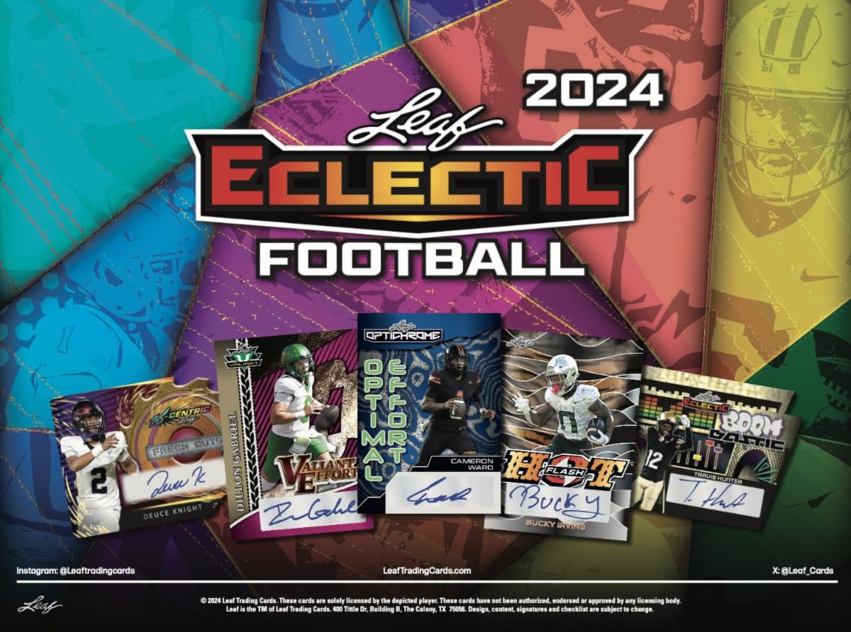 Amazon.com: 2024 Leaf Eclectic Football Jumbo Trading Card Box (8