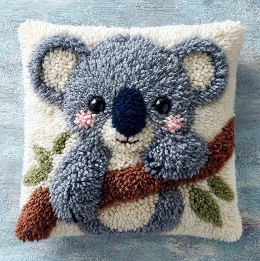 WallustrioaW Latch Hook Kits Pillow for Adults,Koala Animals