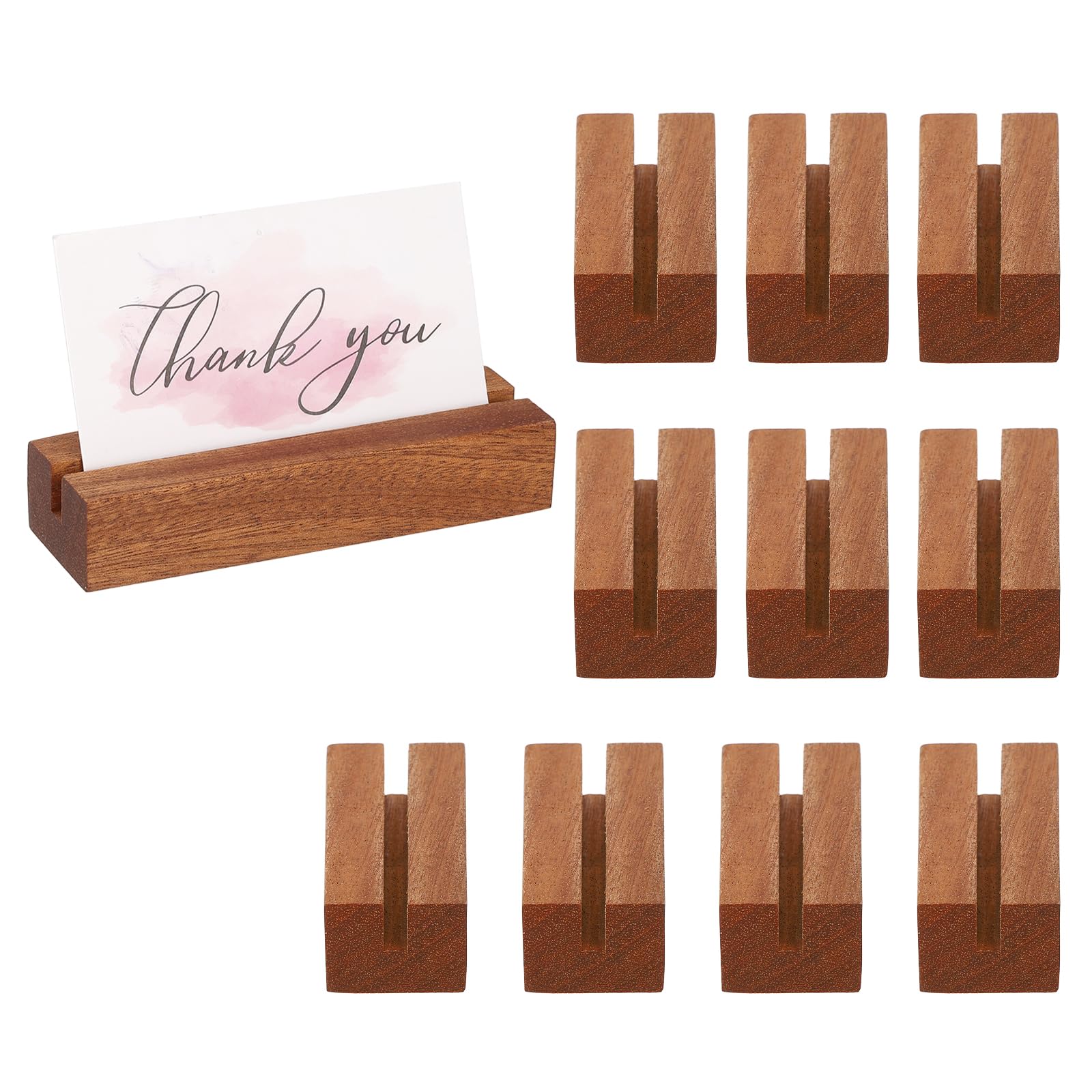 PATIKIL 10Pcs Wood Place Card Holders,5mm Slot Rustic Ebony Wood