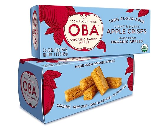 Amazon Com Oba Light Puffy Apple Crisps Organic Baked Apple Dessert Gluten Free High Fiber Low Sodium Coffee Crisp 1 6oz Box