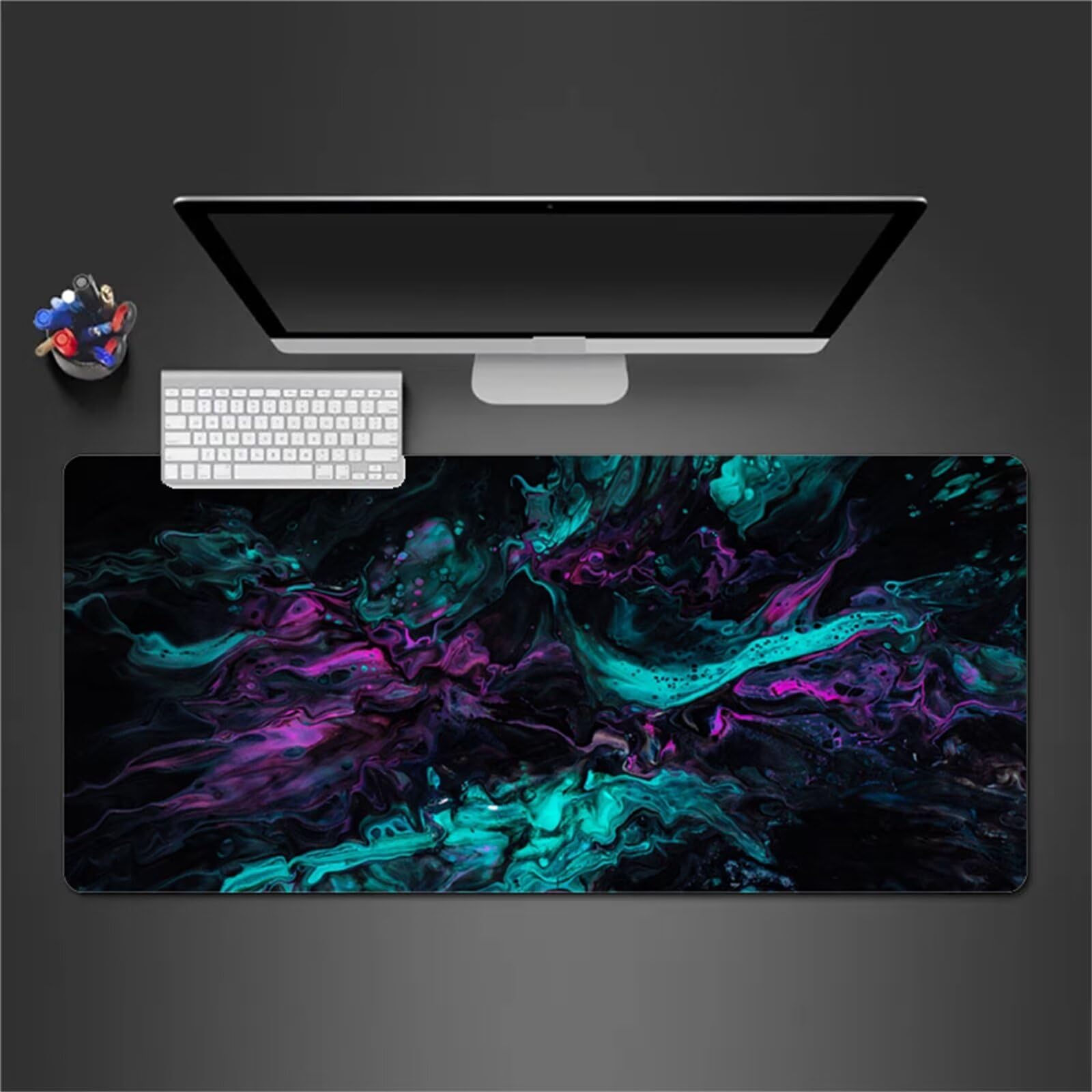 Alfombrilla Raton Gaming XXL 1200x600x2cm Alfombrilla de Ratón Grande Alfombrilla Gaming de Escritorio con Base Antideslizante para Gamers PC y Portátil (Verde Púrpura)
