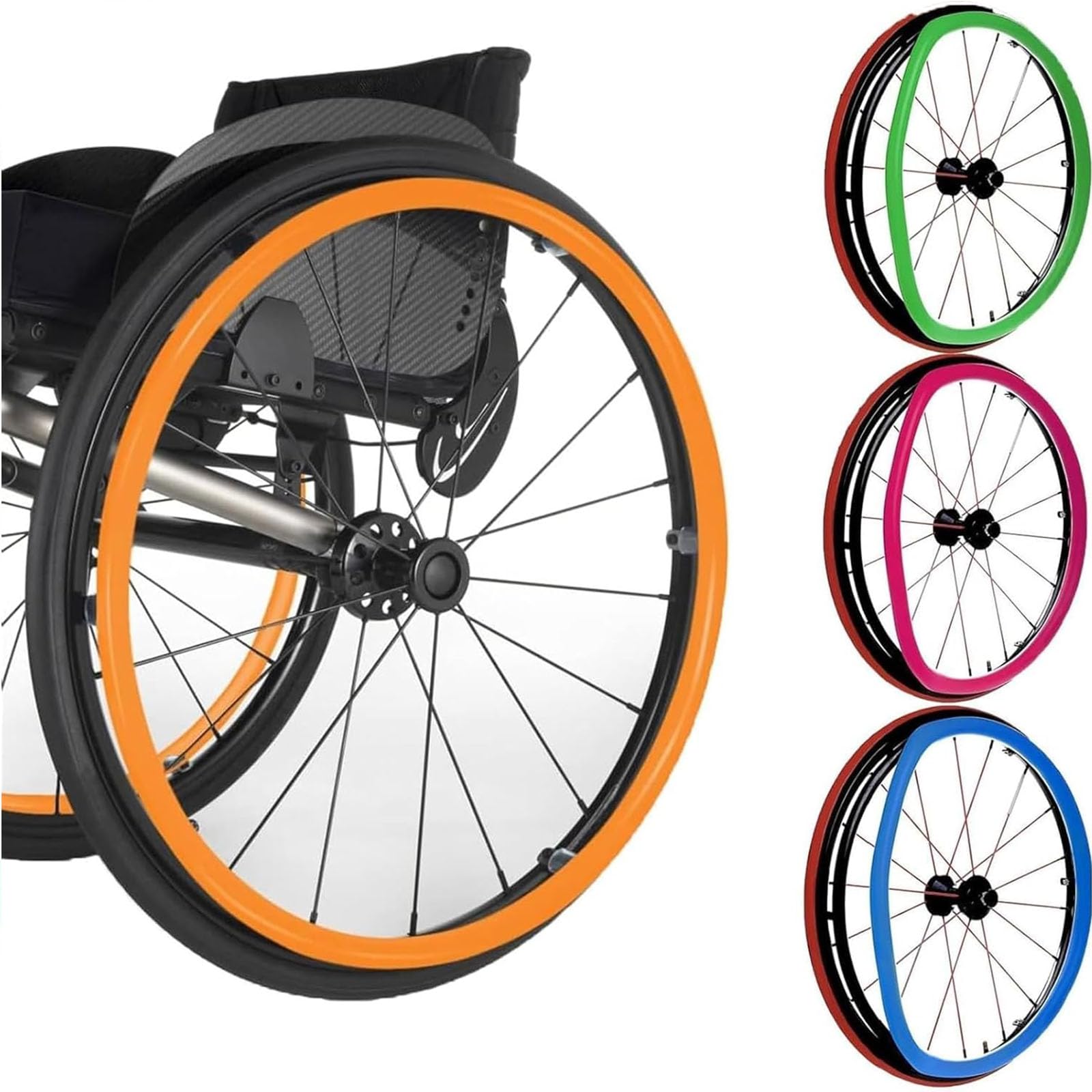 Cubierta para NeumáTicos De Silla De Ruedas, Cubierta De Silicona Antideslizante para NeumáTicos De Silla De Ruedas, Cubierta para NeumáTicos De Silla De Ruedas De Mano,Naranja,24in