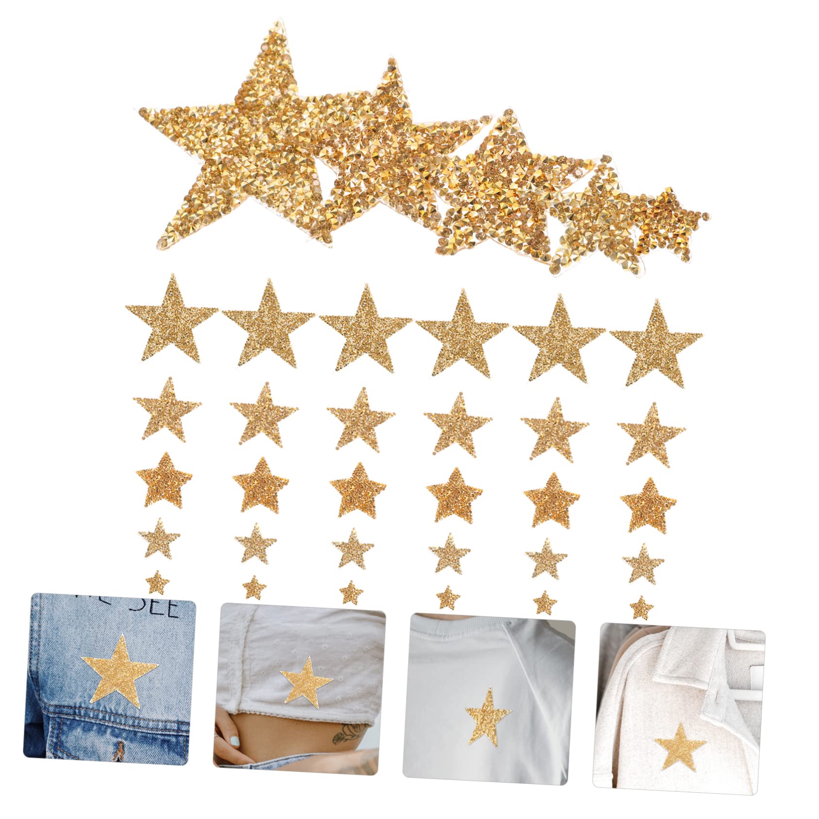 TEHAUX 150pezzi Patches Decorative Raso Con Rhinestone Forma Di Stella Per Cucire e Riparare Abbigliamento Accessori Per Borse Cappelli e Calzature Di Toppe Termoadesive Per