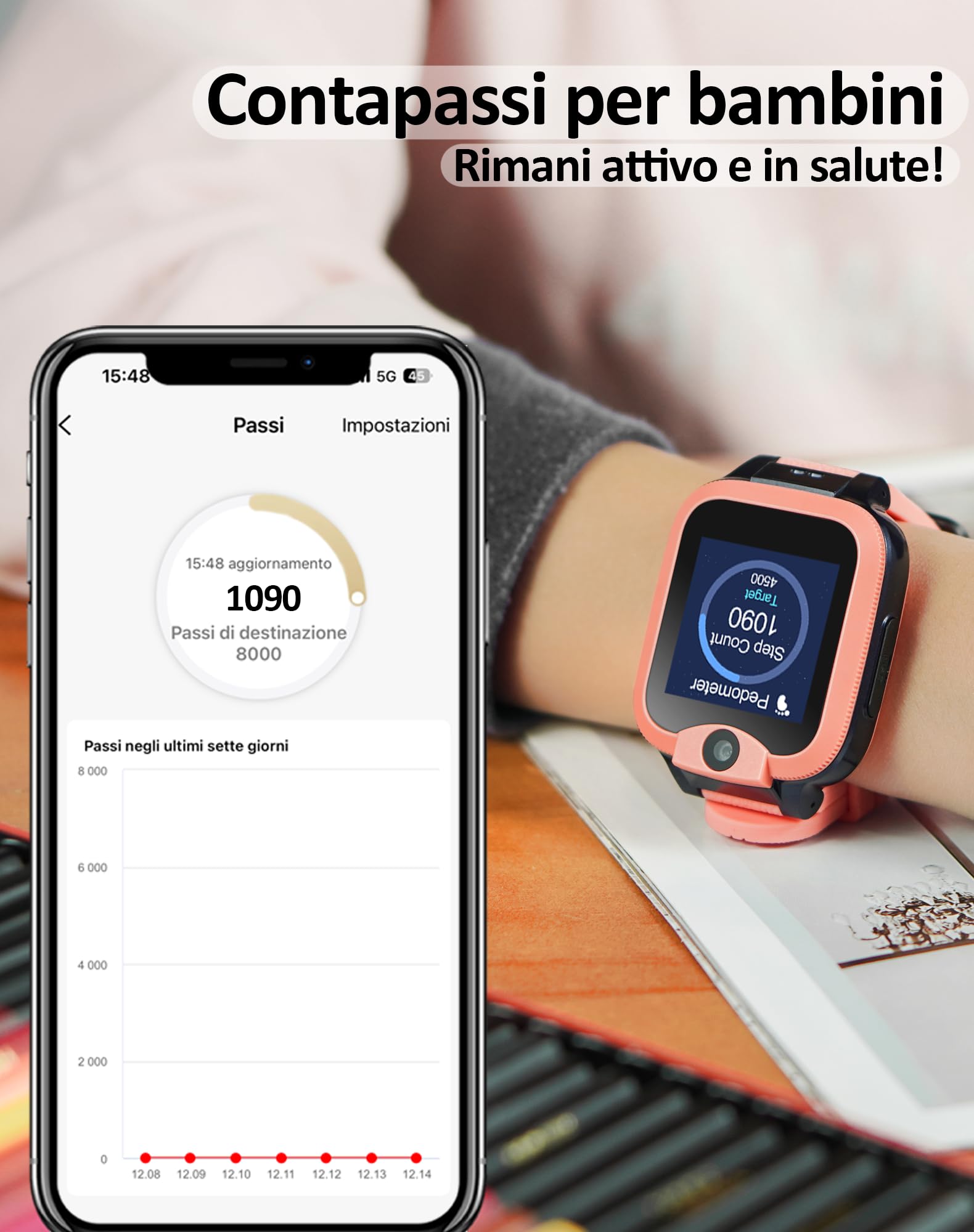 Easyfone KW2 Smartwatch 4G per Bambini con Chiamate, GPS, Chat vocale, Contapassi, App per genitori, Modalità Classe, Funzione SOS, IP68 impermeabile