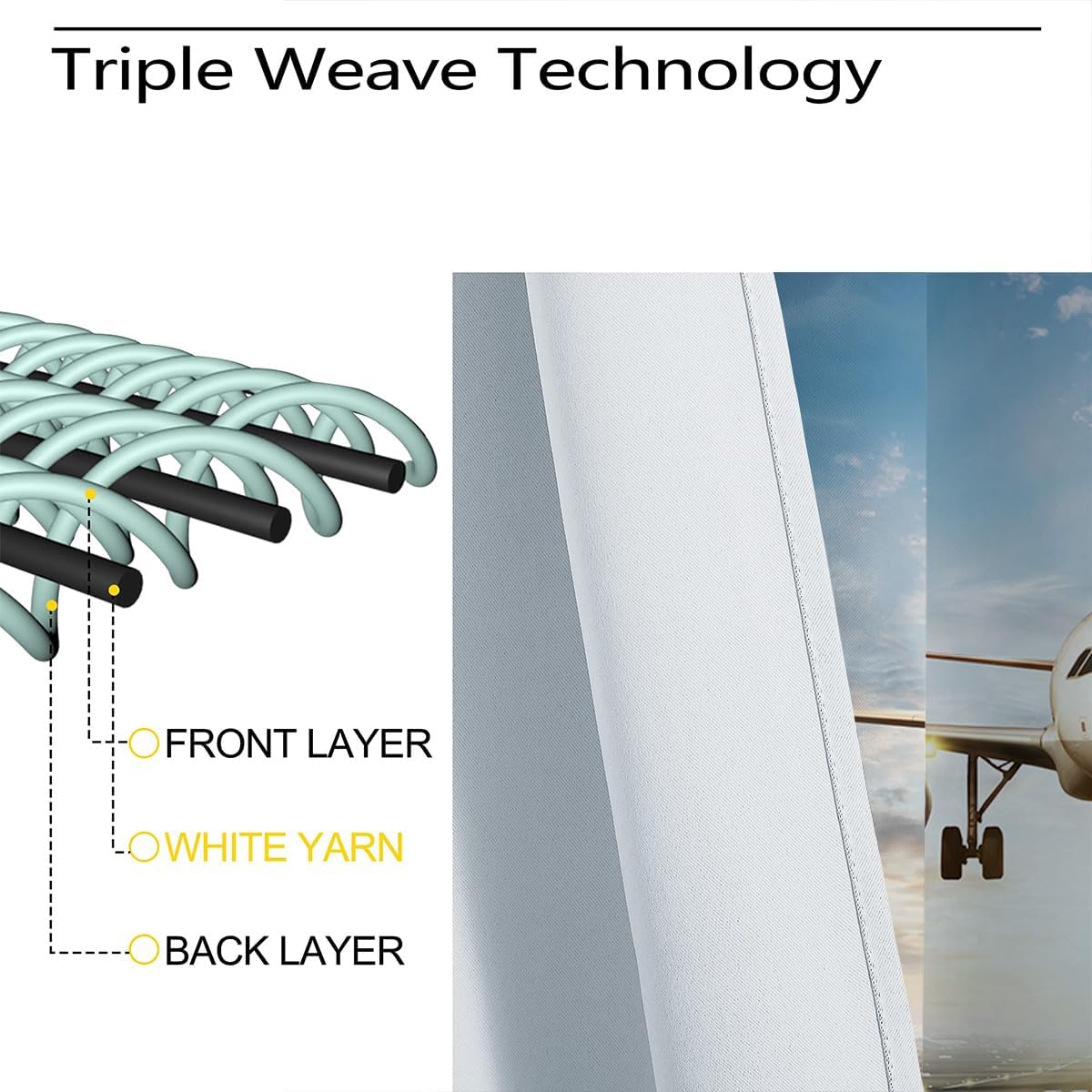Aircraft Blackout Curtains for Girls Boy Home Decor, Airplane Aviation Transportation Holiday Grommet Thermal Insulated Drapes Darkening Window Curtain for Bedroom Living Room, 42 x 45 Inch