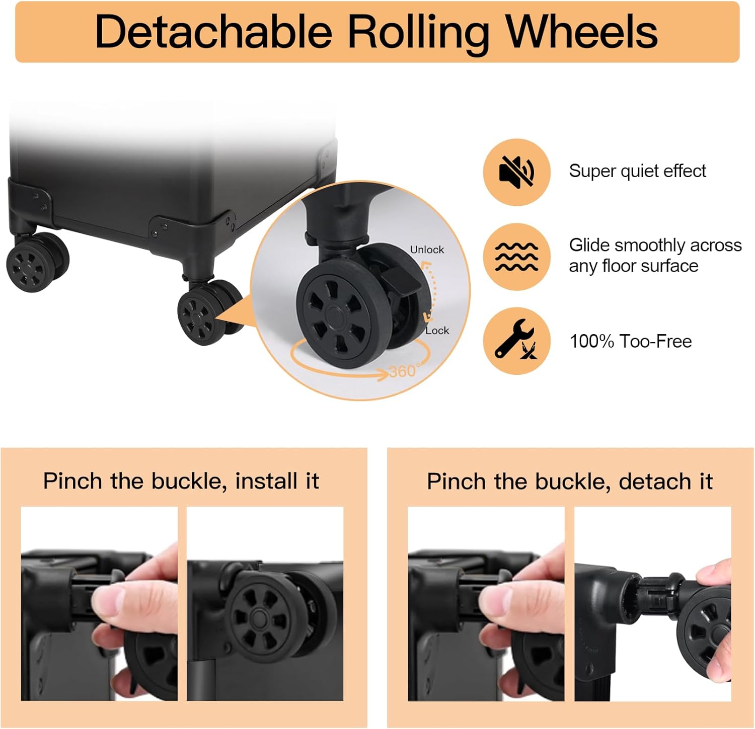 Professional Rolling Makeup Case, Cosmetology Case on Wheels 4 in 1 Large Cosmetic Train Case, Ideal Gift for Hairstylist, Nail Techs, Portable Beauty Organizer for Travel or Salon Use,Black - Image 7