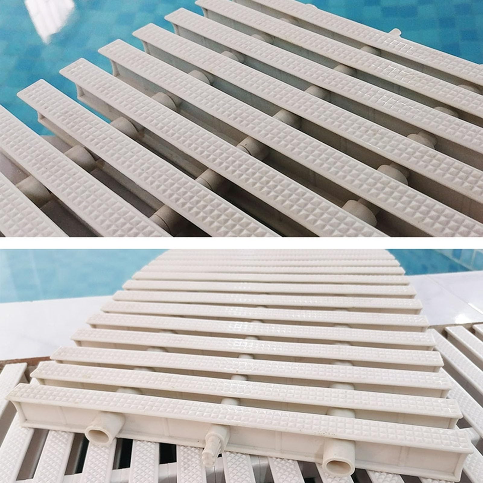 Rejillas para Piscinas, Rejilla de Drenaje Duradera para Piscinas - Canaleta de PVC empalmable, 25x100CM, Juego de 4, Ideal para desagües de rebosadero en Interiores y Exteriores, p