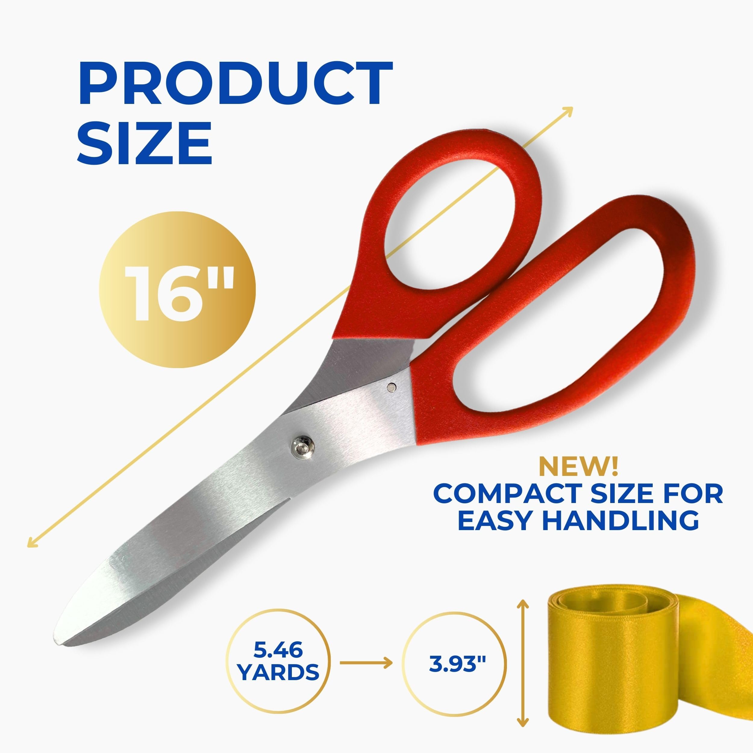 Grand Opening Kit - Red 16 Inch Ribbon Cutting Scissors & Gold Ribbon Ceremonial Scissors for Opening Decorations Supplies & Grand Ceremony - Image 3