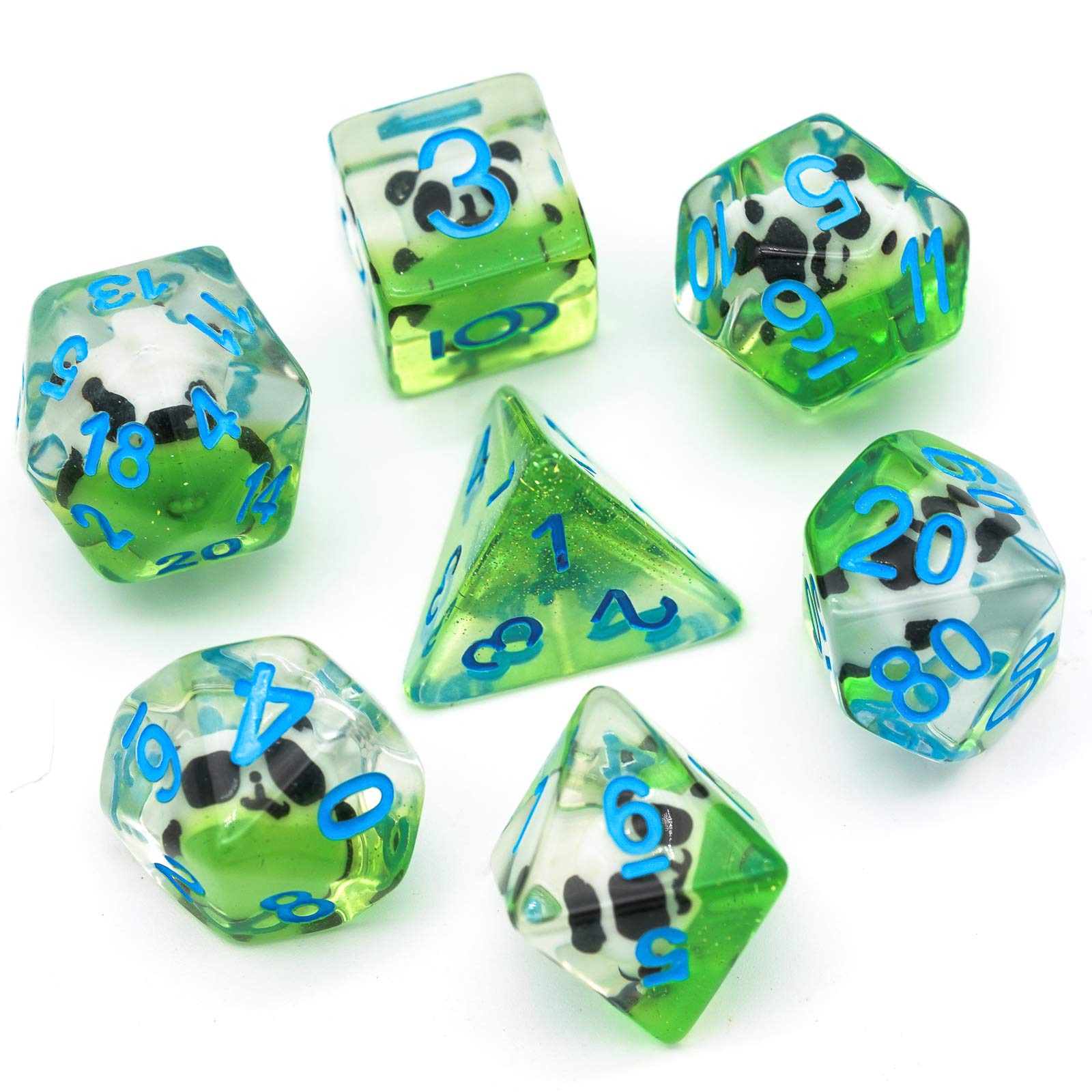 cusdie 7-Die DND Dice, Polyhedral Dice Set Filled with Animal, for Role Playing Game Dungeons and Dragons D&D Dice (Panda)