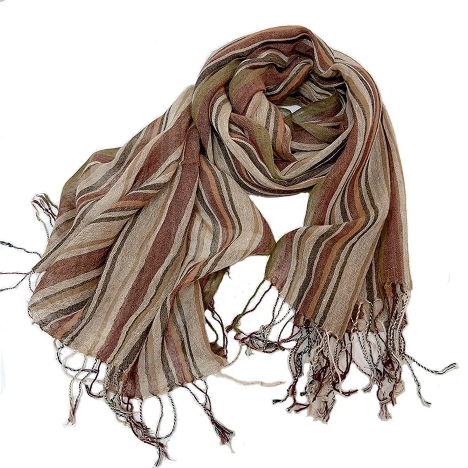Sciarpa in Cotone e Lino Sciarpa casual a righe in misto cotone e lino