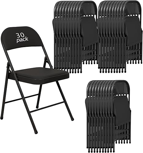 Miniatura 9 de Juego de 6 Sillas Plegables Blancas Acolchadas - Cómodas Sillas Apilables Portátiles para Interior y Exterior, Eventos, Fiestas, Oficina, Boda