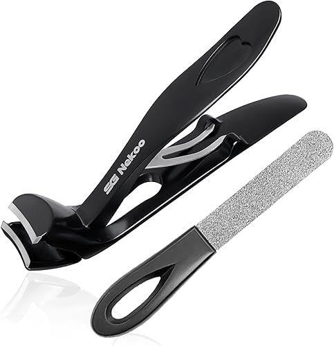 Cortaúñas en ángulo para adultos mayores, uñas gruesas, antisalpicaduras, apertura de mandíbula ancha, recortadora con lima para artritis, adultos,