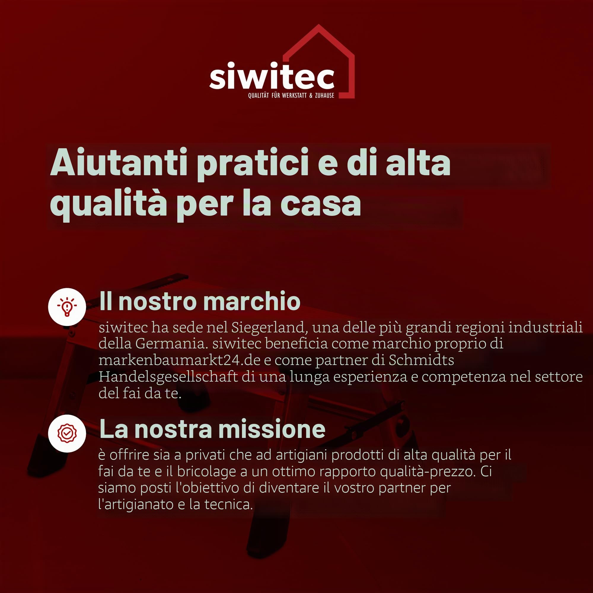 Siwitec scala a pioli, 1 gradino, in alluminio, leggera, portata fino a 150 kg, pieghevole, per campeggio, cucina, bagno, certificata TÜV
