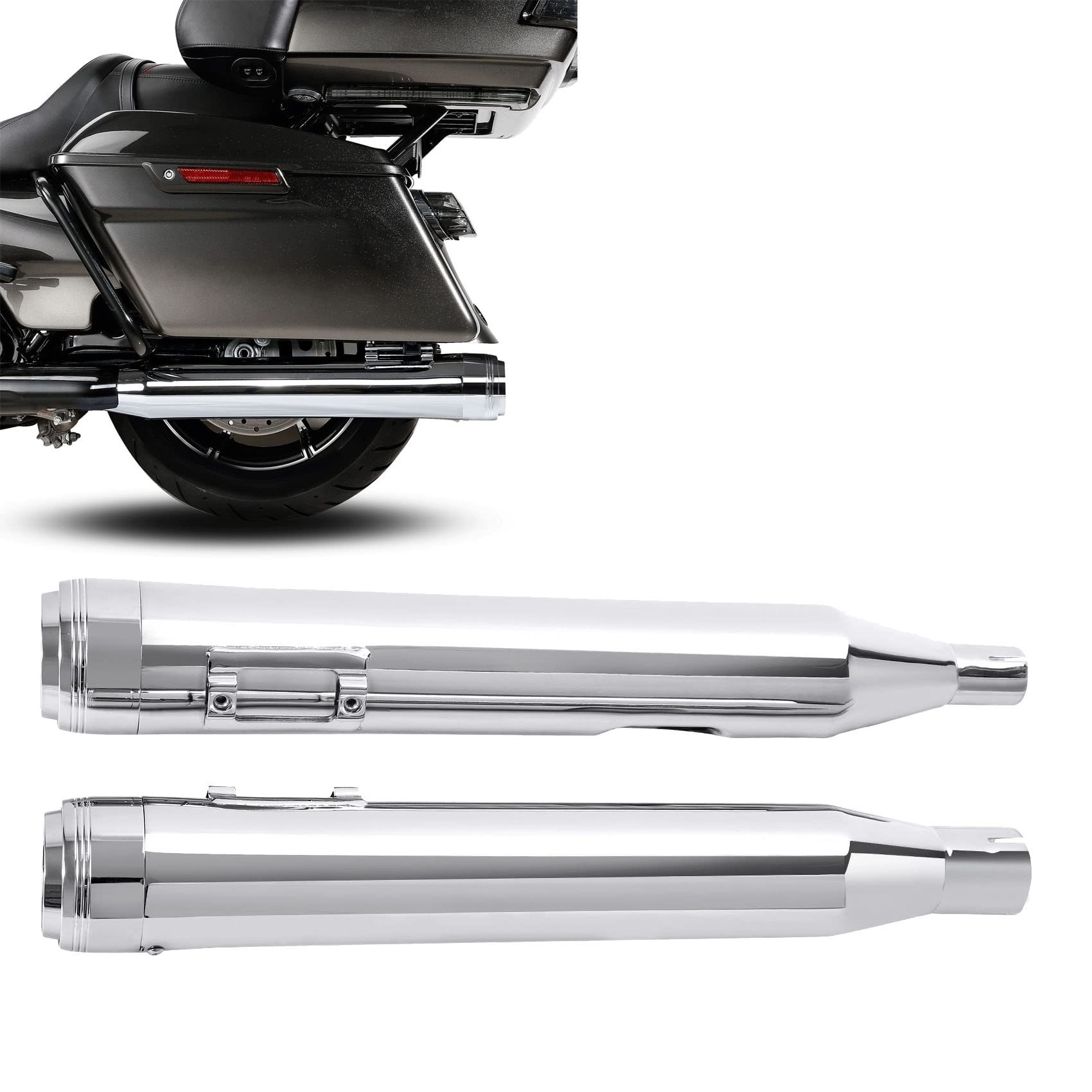 Motorrad Slip On Dual Auspuff Rohre Für Harley Touring Electra Glide Road King 2017 2018 2019 2020 2021 2022