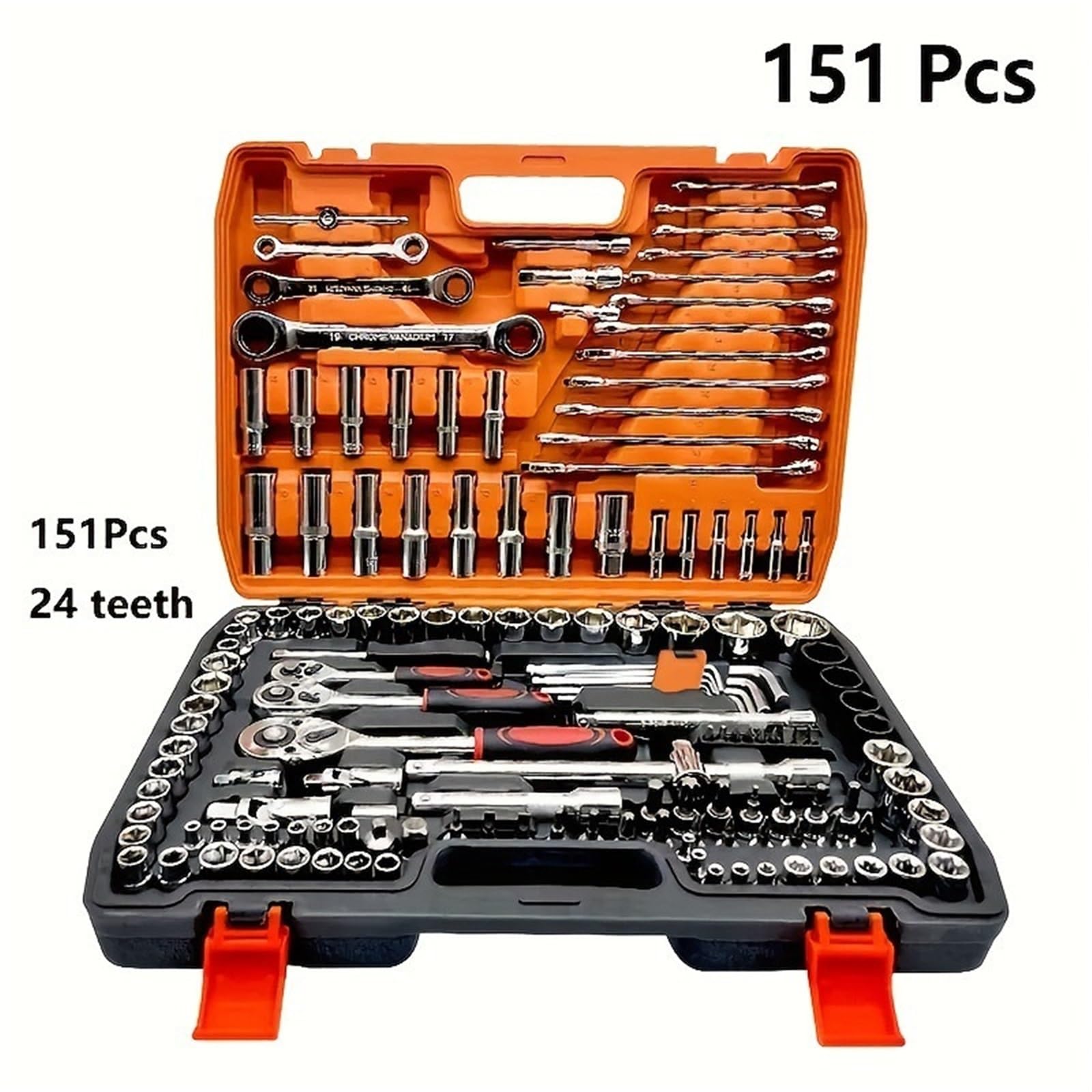 Kit di attrezzi per auto da 151/46 pezzi | Chiave dinamometrica a cricchetto ultra-portatile per riparazioni di auto/moto/bici cilindro e boccole Utensile per Cuscinetti e Bocco(151PCS suite)