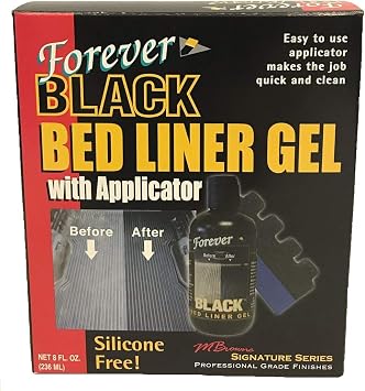 Forever Black Truck Bed Liner Gel - Black Colored Dye, Water Based, UV Protection, Silicone and Oil Free