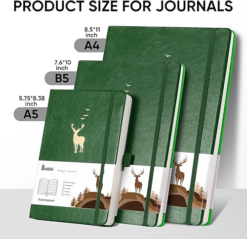 Miniatura 2 de Cuaderno con rayas universitarias, diario grande de tapa blanda A4, 312 páginas, papel grueso de 3.53 ozm, diario de cuero para mujeres y hombres,