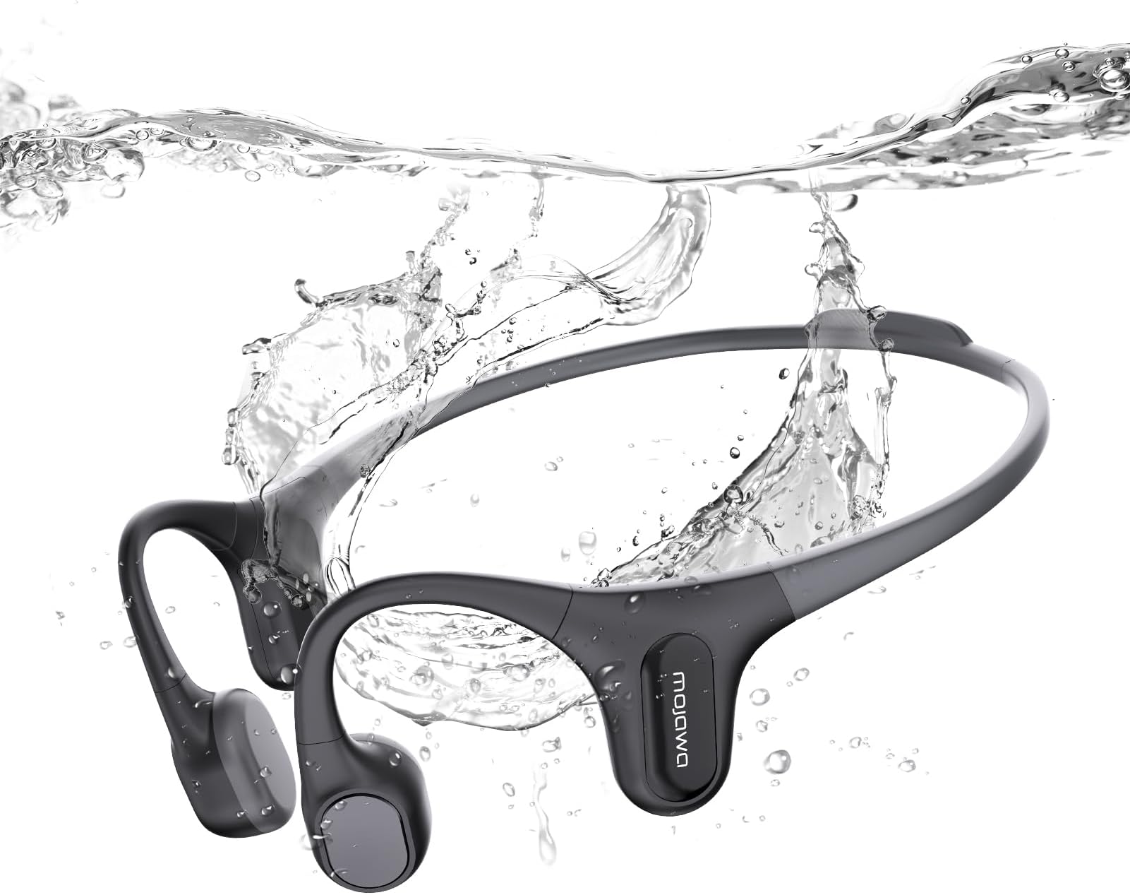 Run Plus Bone Conduction Sports Headphones, Open-Ear, Bluetooth 5.2, 32GB MP3, IP68 Waterproof, Noise-Cancelling Mic, for Swimming, Running, Cycling, Hiking, Surfing, Gym, and Workout, Black