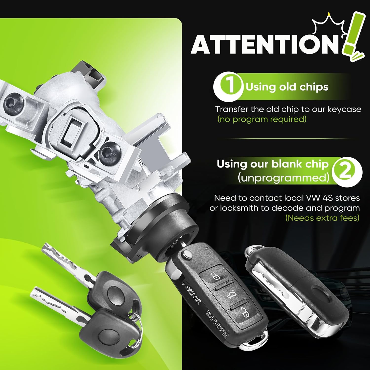 1K0905851B Ignition Switch Lock Cylinder with Key Fit for 2006-2008 2009-2019 VW Jetta Passat MK6, 2004-2007 2010 2011 Golf EO Rabbit Tiguan, Replace 1K0905841 1K0905865 - Image 6