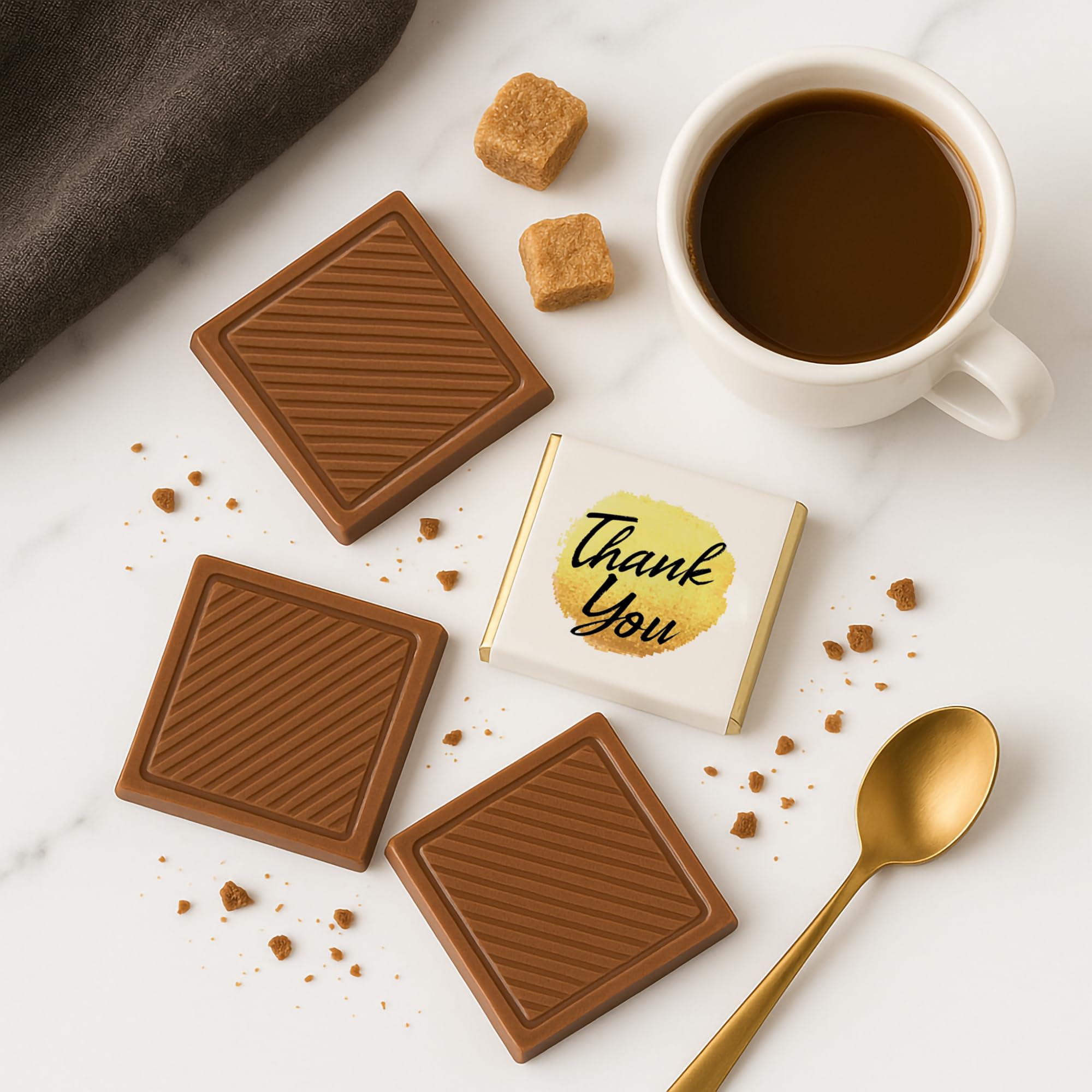 50 cioccolatini con scritta "Thank You", eleganti dolcetti al latte e fondente per matrimoni, eventi, regali aziendali e occasioni speciali (design 3 - latte)