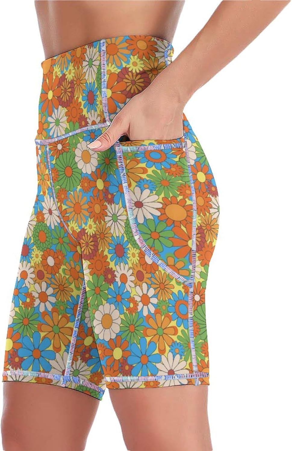 Women's 7" High Waist Biker Shorts with Pockets for Gym Workout Yoga Running Athletic - Image 4