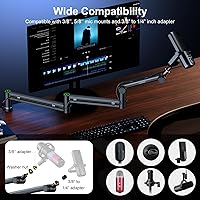 Vista 2 de Microphone Arm,Aokeo AK-58i Desk Low Profile Mic Boom Arm Stand,Suitable For Blue Yeti,Snowball iCE,HyperX QuadCast,SoloCast,Elgato Wave,Etc