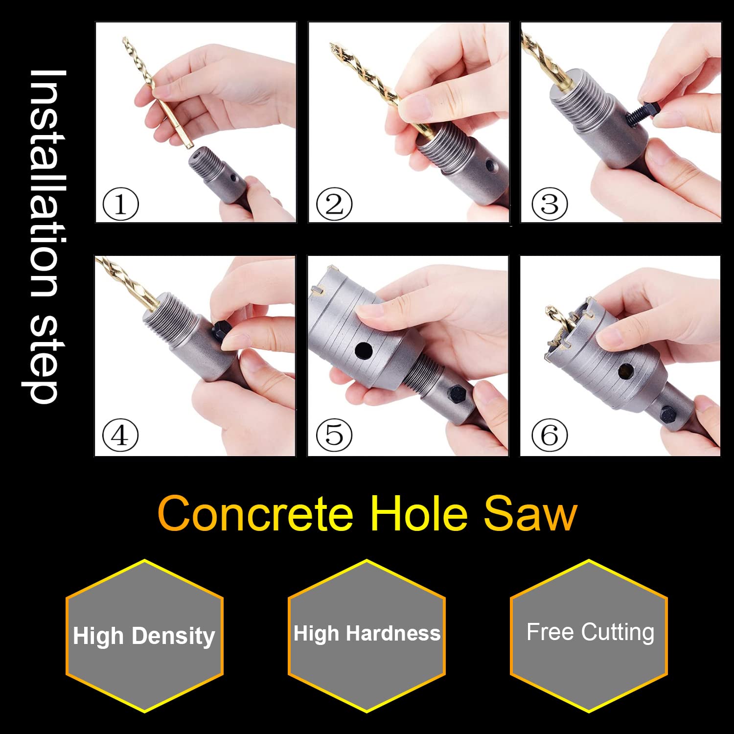 Broca de pared para sierra perforadora de hormigón, SDS Plus, cemento, ladrillo de silicato (adaptador SDS Plus de 100 mm+220 mm)