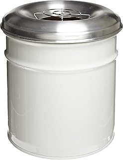 Justrite 26624W Cease-Fire Ash and Butt Receptacle with Aluminum Head and Grill Guard, 4.5 Gallon Capacity, 12-1/8