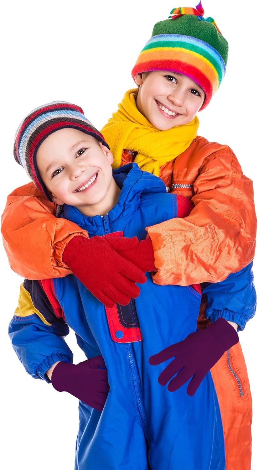 Geyoga 2 Pairs Kids Fleece Gloves Full Finger Winter Warm Gloves Cold Weather Mittens for Boy Girl - Image 6