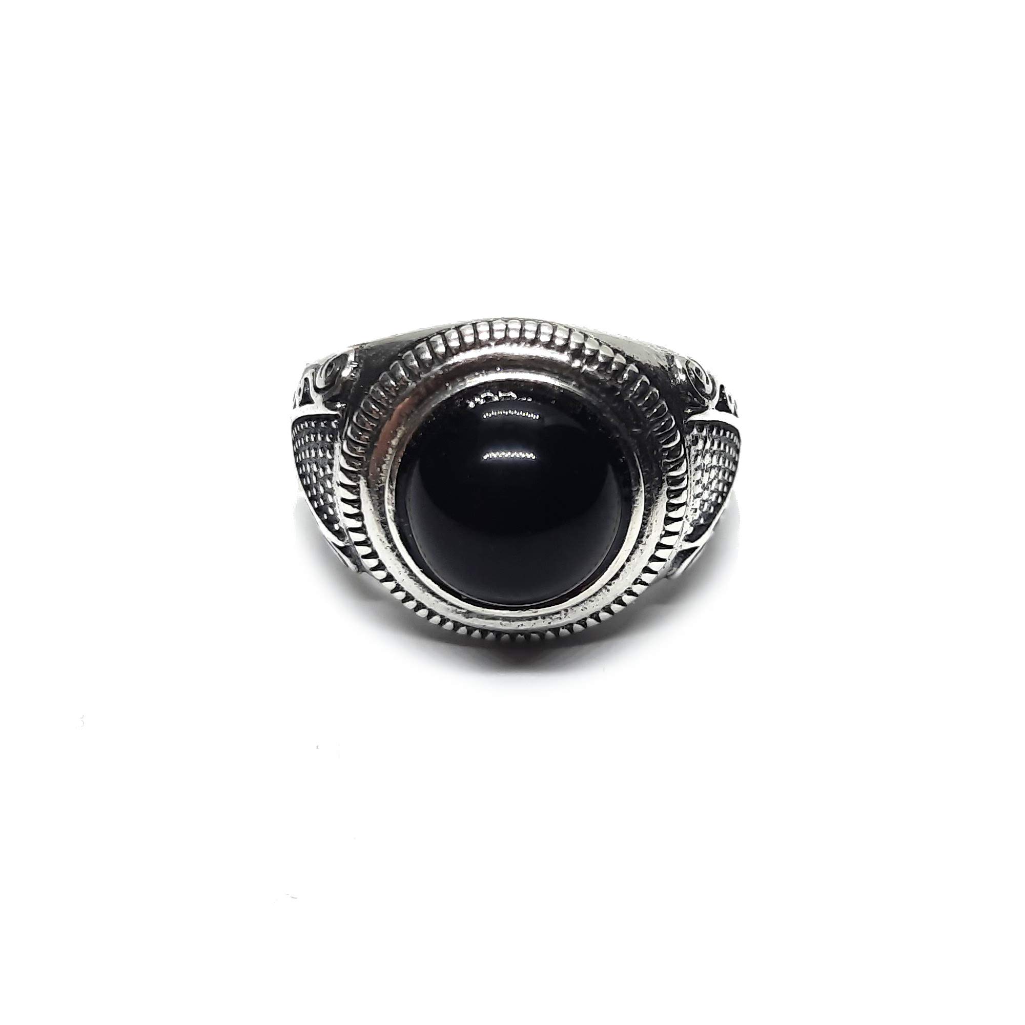 Anello da uomo in argento sterling con 10mm onice nero autentico solido marchiato 925