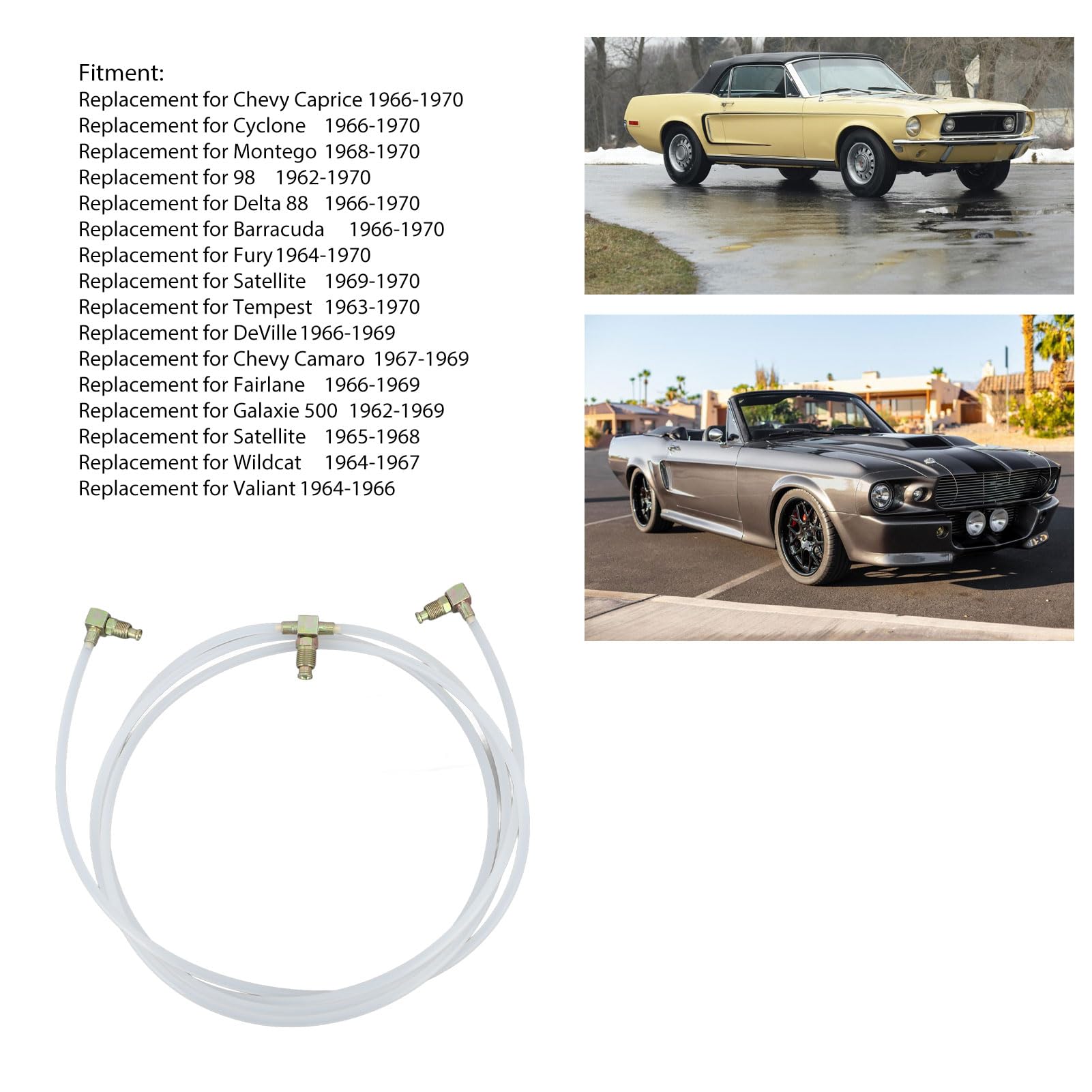 Mangueras de fluido hidráulico Convertible Power Top, ajuste Flexible para Gran Sport Skylark Electra LeSabre Malibu, 2 uds.