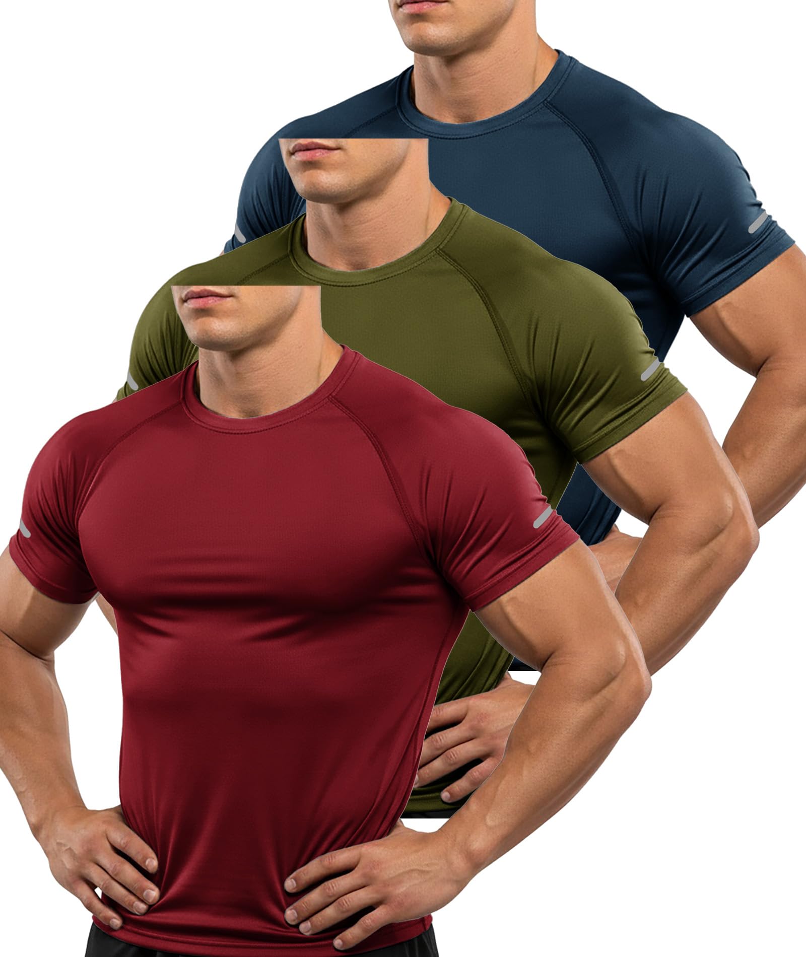ZITY 3 Pezzi T-Shirt Uomo Sportive Magliette Manica Corta Traspirante Estate T Shirt Asciugatura Rapida Tshirt Funzionale Trekking Fitness Maglietta