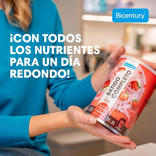 Bicentury Batido Completo Sustitutivo de Comida Sabor Fresa, Rico en Proteínas, Bajo en Grasas, Un batido equivale a una comida completa, 436 g, 16 raciones - 2
