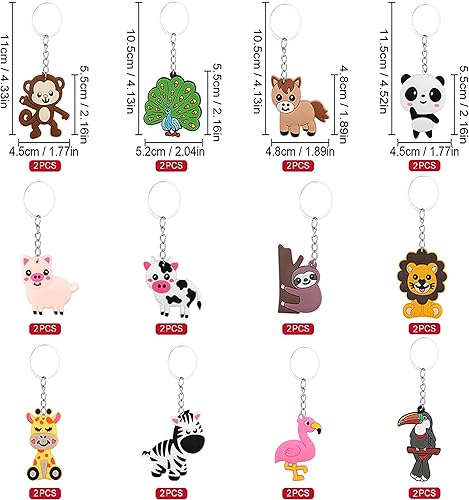 Miniatura 2 de FLOWERBB 24 piezas de llavero colgante de animales de la selva para niños, recuerdos de fiesta de animales de la selva, colgante de fiesta temática